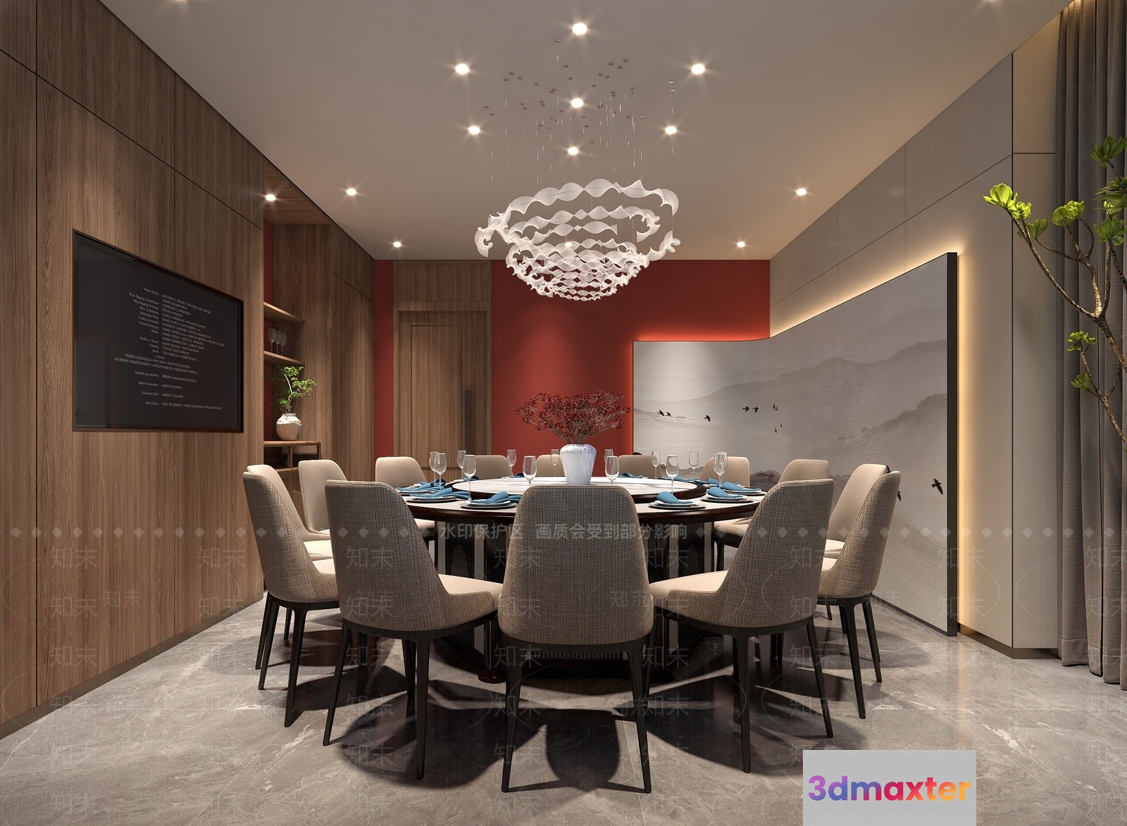 Modern Dining Room 3D Model - 8615 - VRAY Render