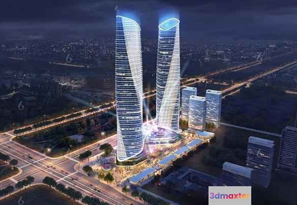 Tall City Buildings 3D Model - 3107 - VRAY Render