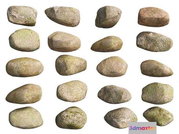 Rounded River Rocks 3D Model - 4615 - VRAY Render