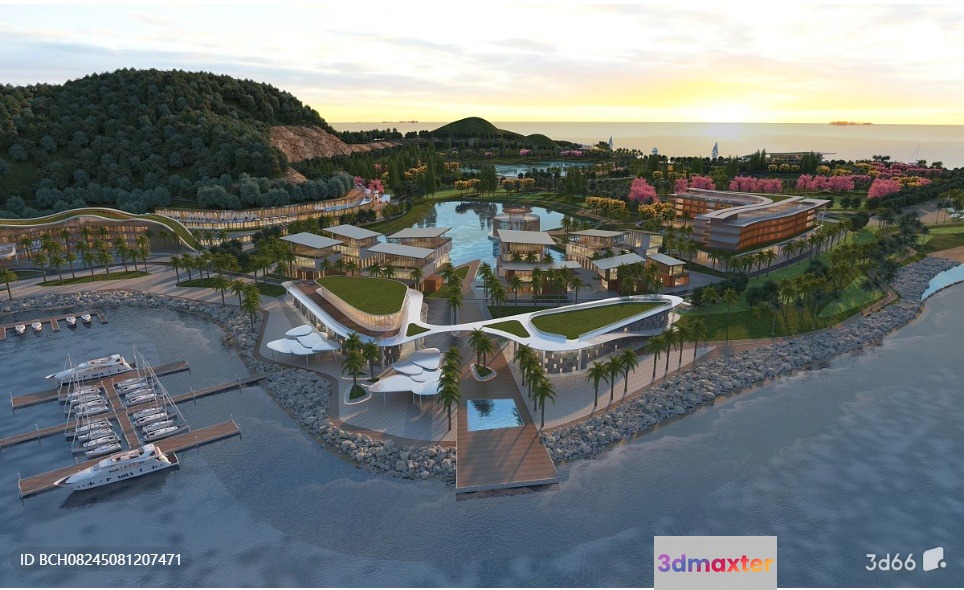 Modern Coastal Community 3D Model - 1897 - VRAY Render