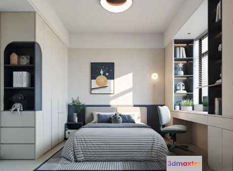 Modern Bedroom Decor 3D Model - 22318 - CORONA Render