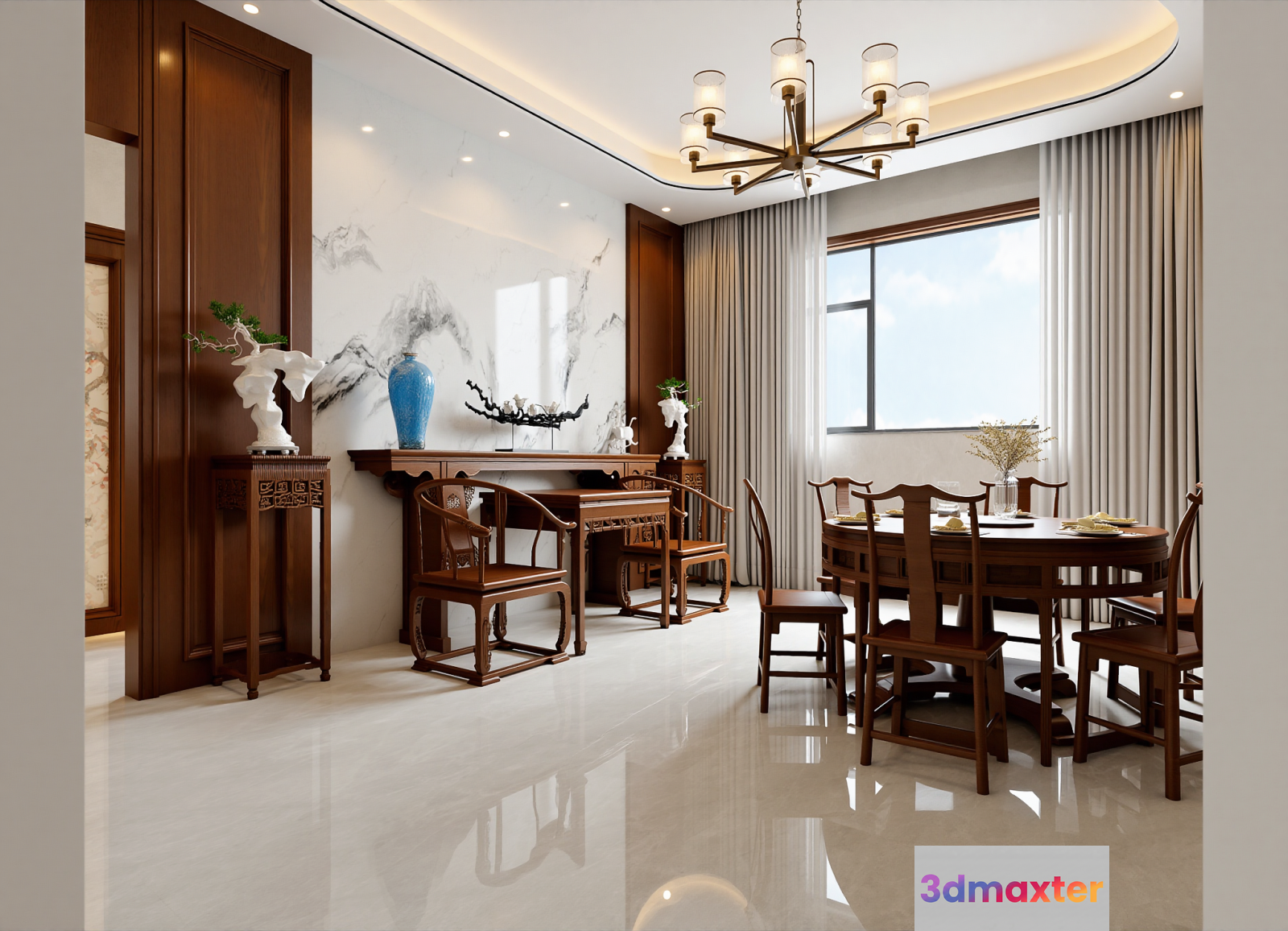 Modern Dining Room 3D Model - 23165 - VRAY Render