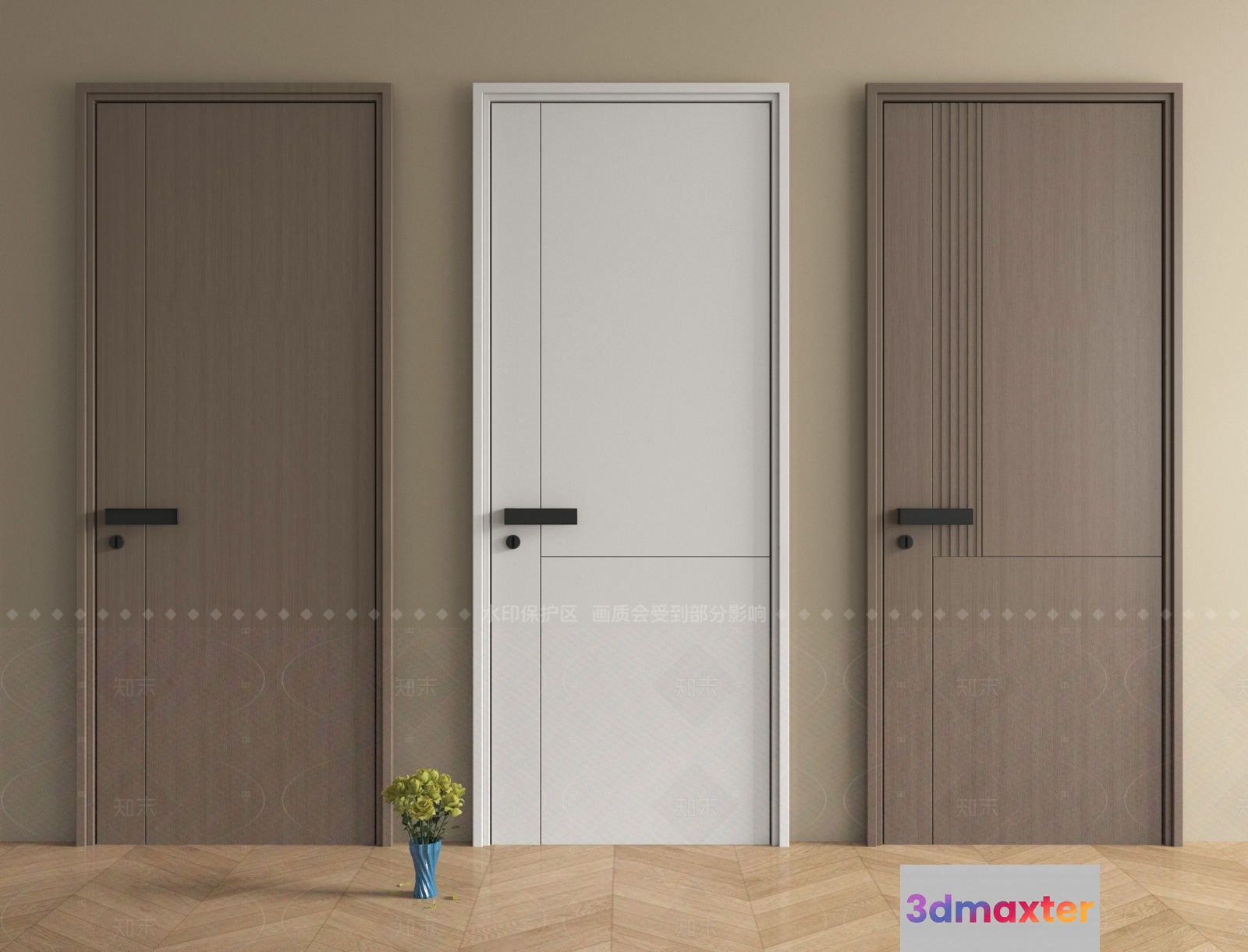 Three Doors 3D Model - 185 - VRAY Render