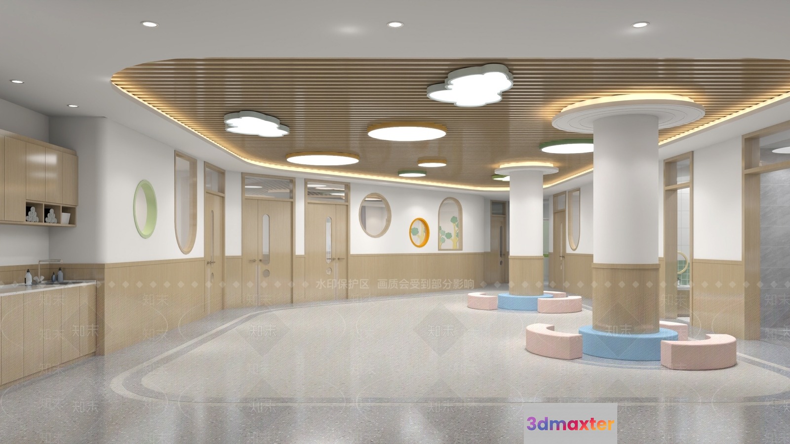 The Main Subject Is A Modern Hospital Waiting Room 3D Model - 13083 - VRAY Render