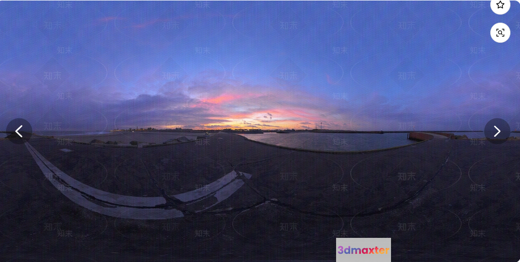 A Sunset Over A Body Of Water 3D Model - 10475 - VRAY Render