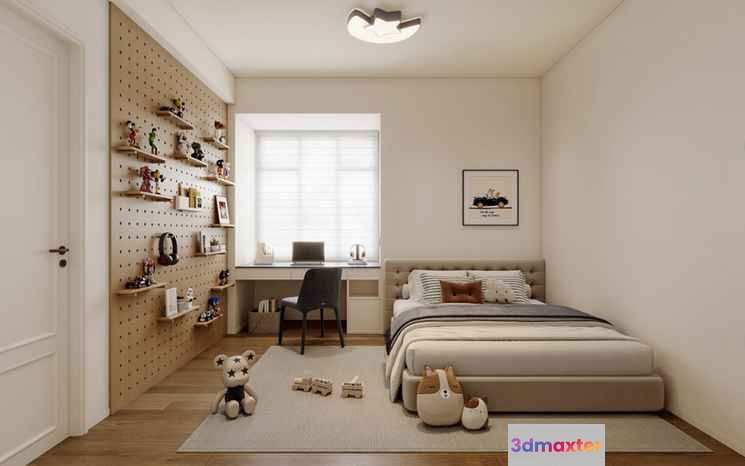 Modern Light Bedroom 3D Model - 1405 - CORONA Render
