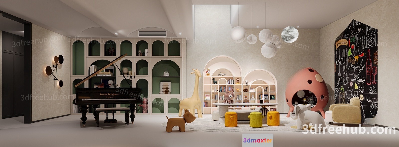 A Modern Living Room 3D Model - 22649 - VRAY Render