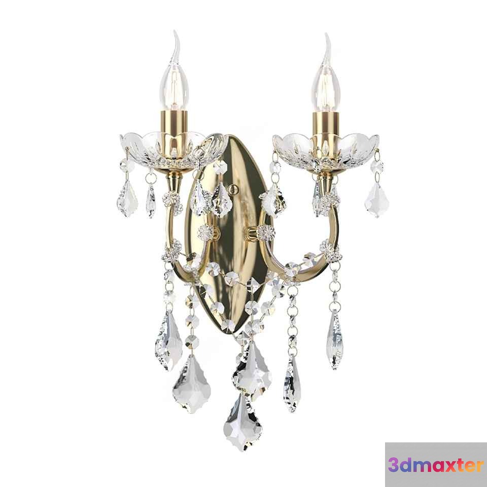 Gold And Crystal Wall Sconce 3D Model - 6405 - VRAY Render