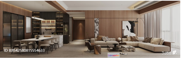 Modern Living Room 3D Model - 13942 - VRAY Render