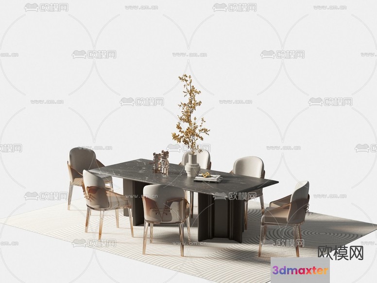 Modern Dining Table 3D Model - 6964 - CORONA Render
