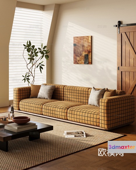Modern Living Room 3D Model - 6047 - VRAY Render