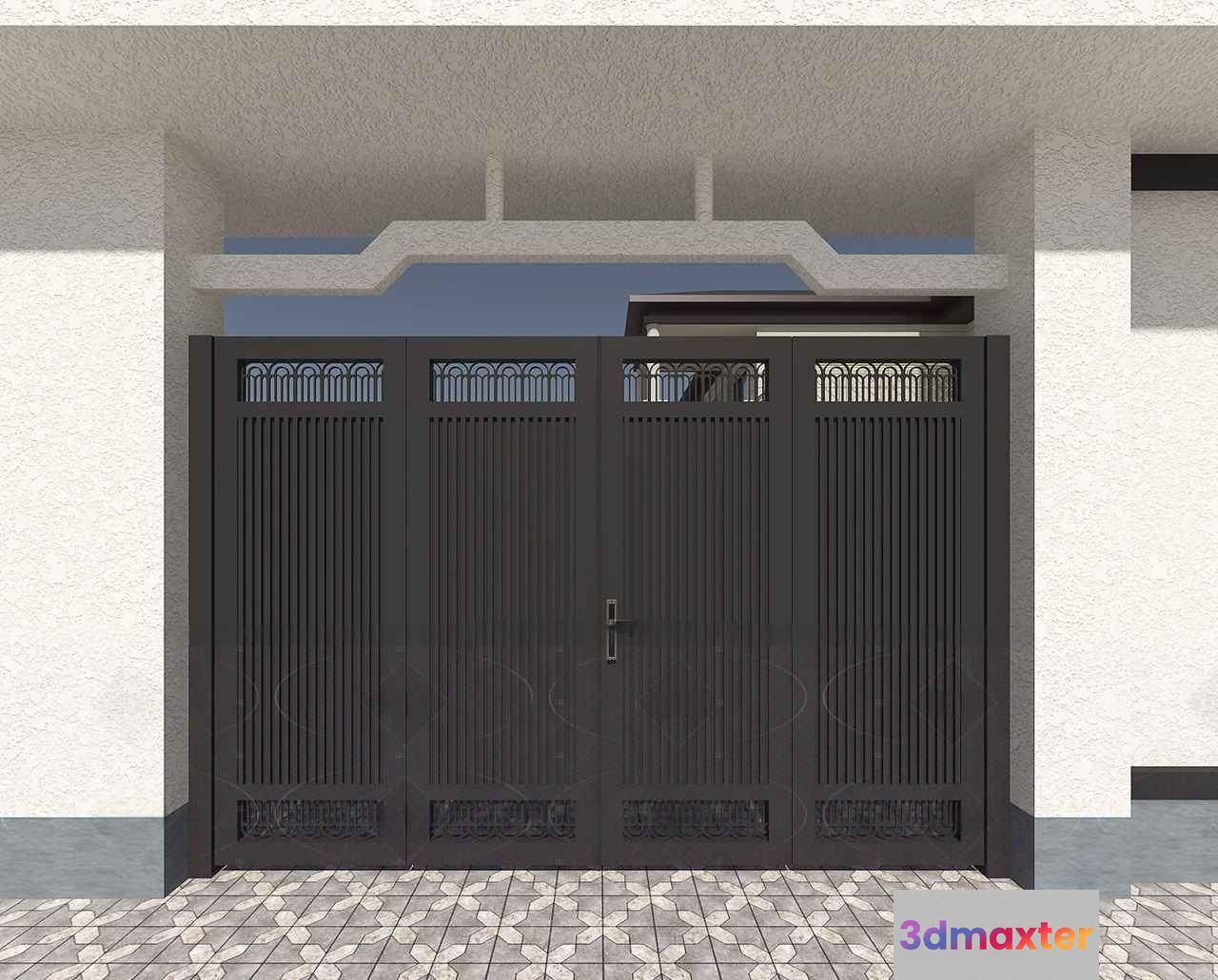 Gray Metal Gate 3D Model - 3463 - VRAY Render