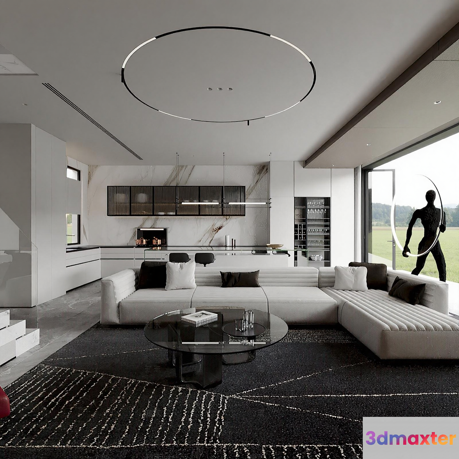 Modern Living Room 3D Model - 13386 - VRAY Render