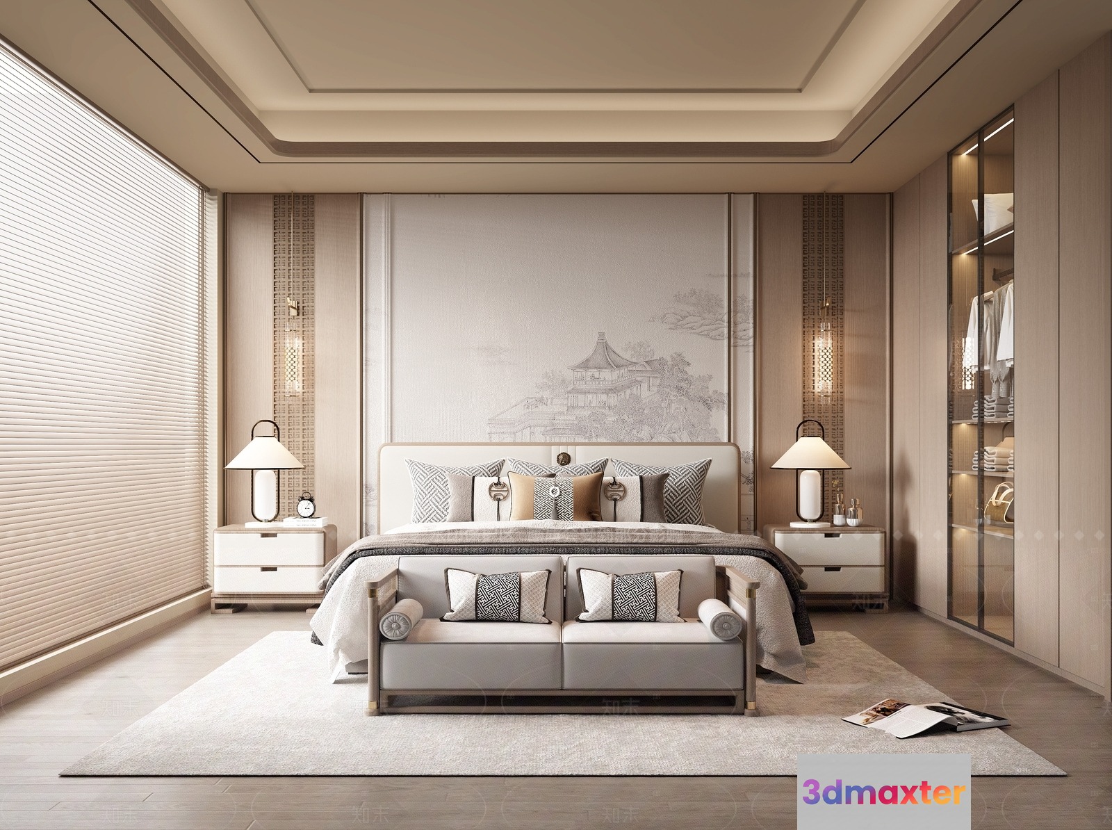 Cozy Modern Bedroom 3D Model - 7344 - VRAY Render