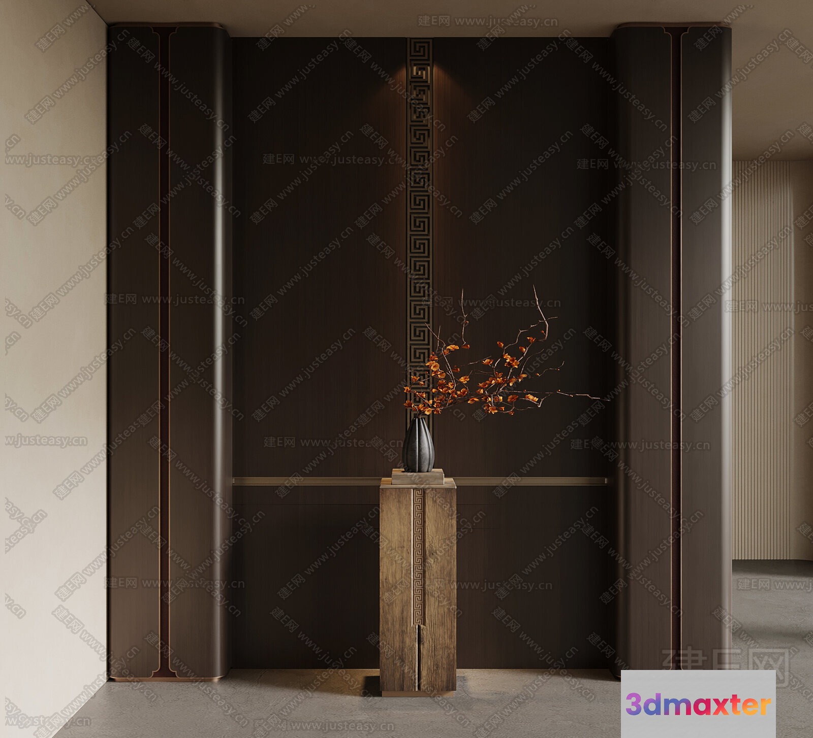 A Vase With Branches Showcasing A Simple Yet Elegant Display 3D Model - 12973 - VRAY Render