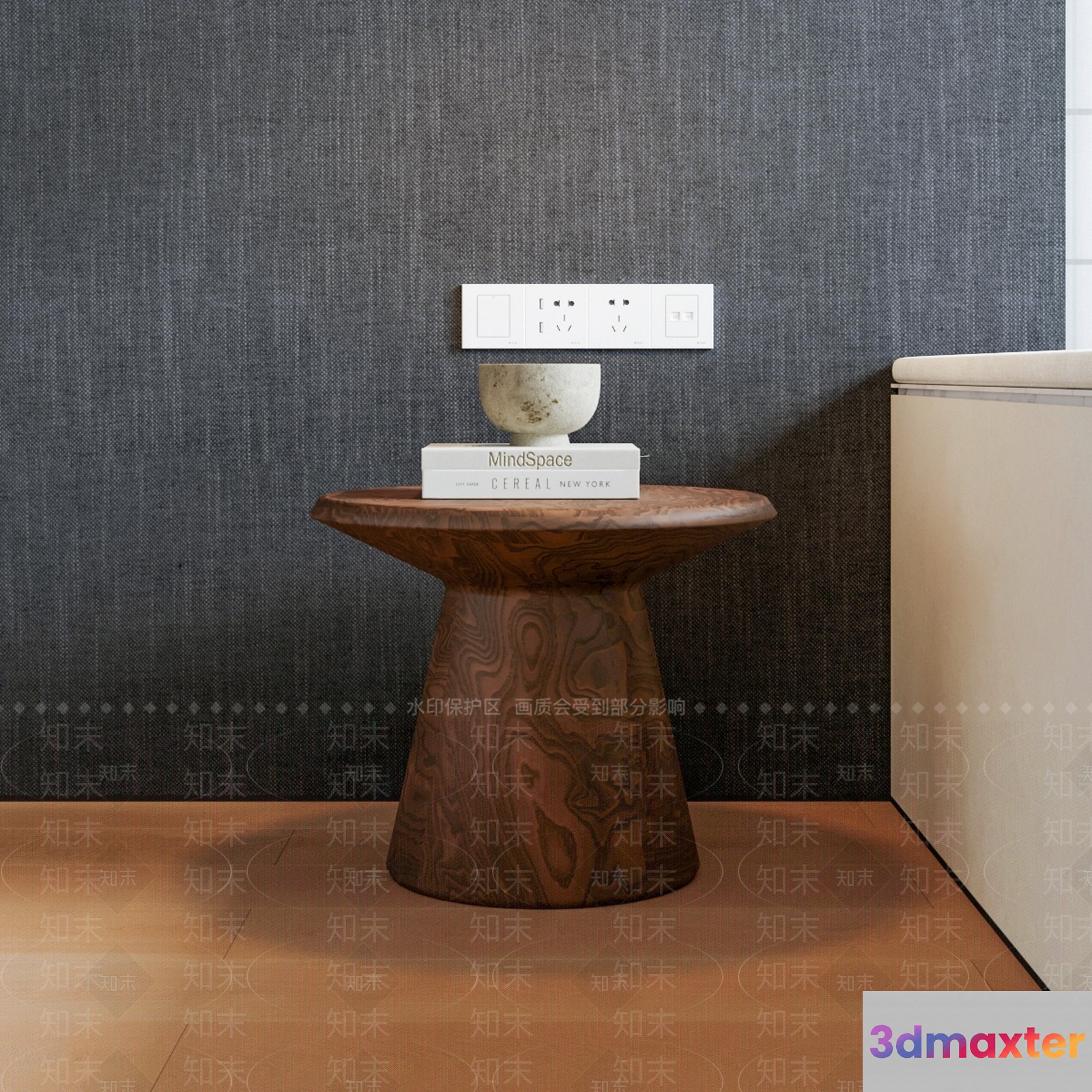 A Wooden Side Table 3D Model - 1964 - VRAY Render