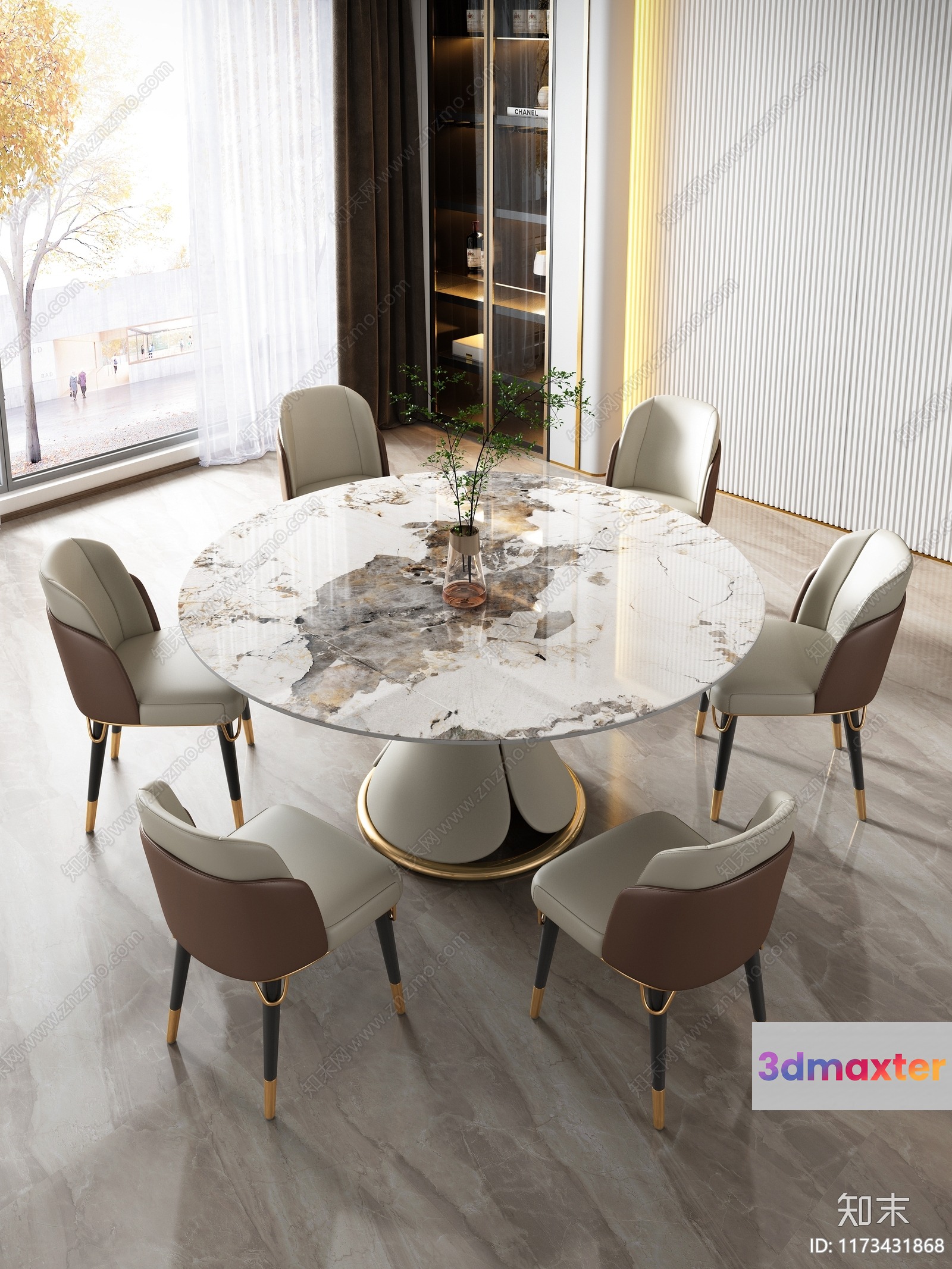 Modern Dining Room 3D Model - 18382 - VRAY Render