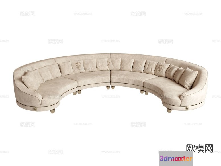 Beige Sectional Sofa 3D Model - 19075 - VRAY Render