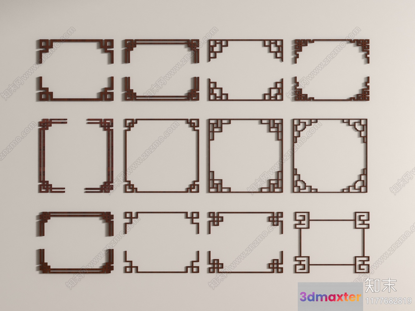 Pixelated Brown Frames 3D Model - 6006 - VRAY Render