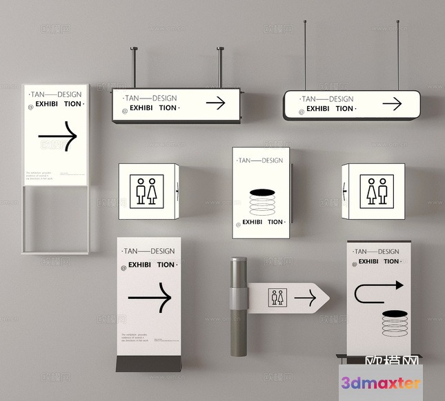 Modern Design Signage 3D Model - 13577 - VRAY Render