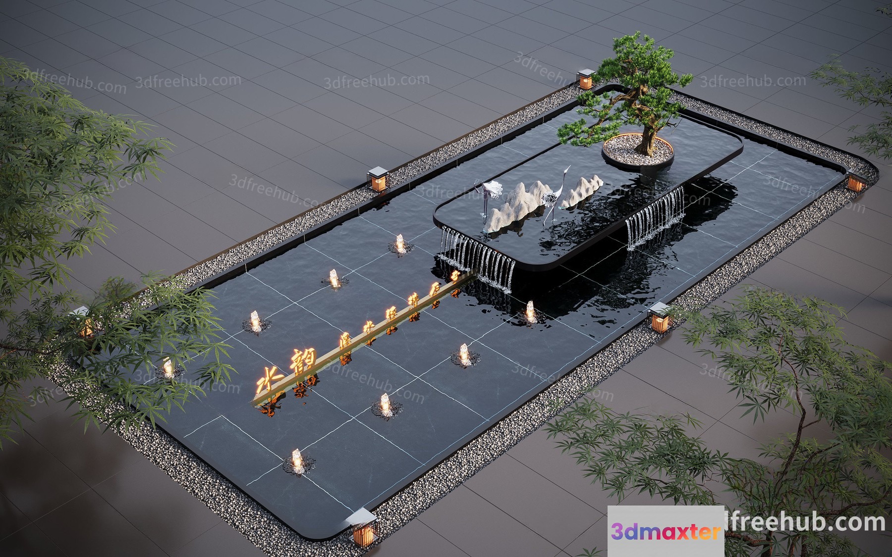 A 3D Rendering Of A Fountain 3D Model - 21981 - VRAY Render