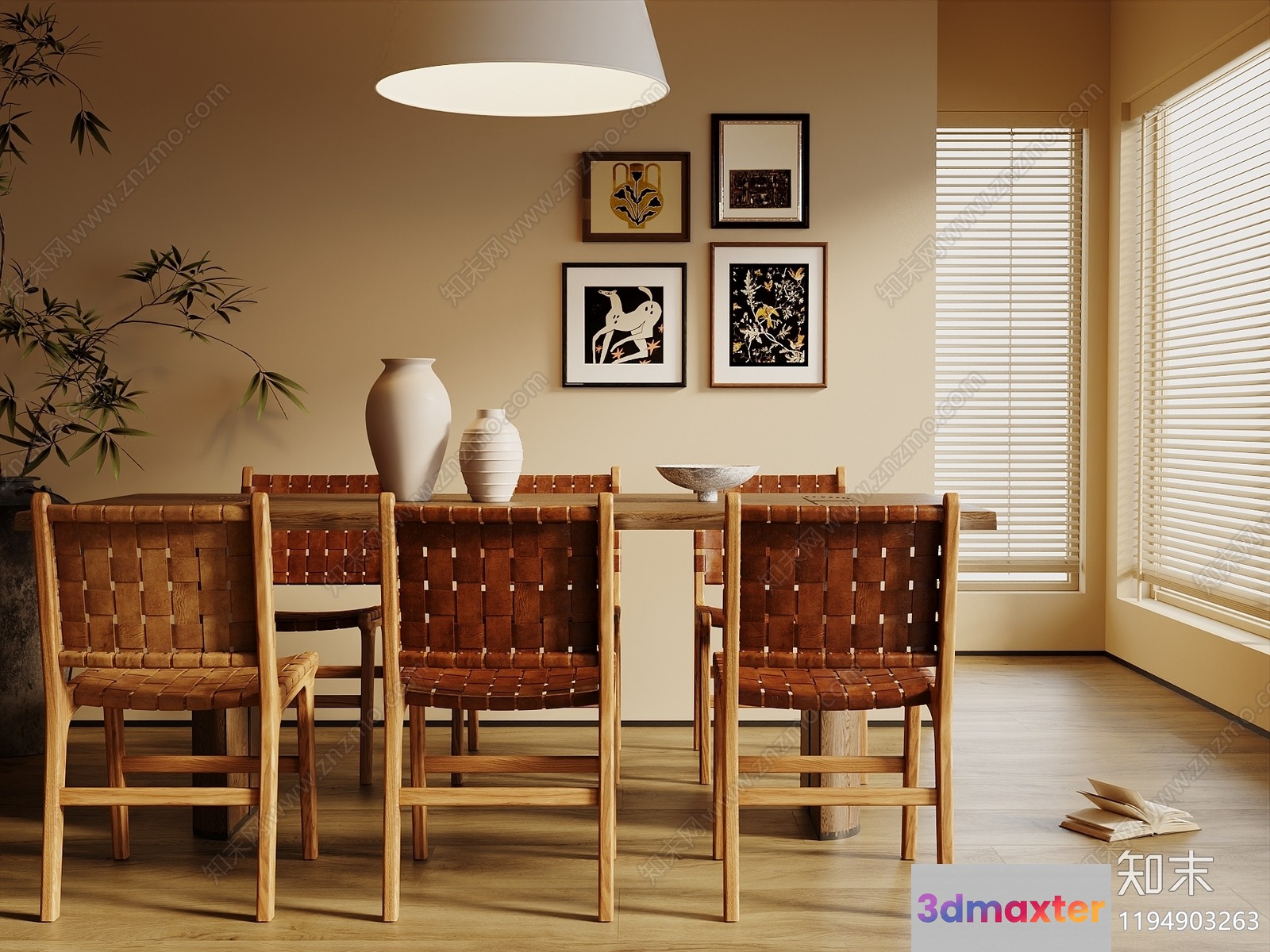 A Modern Dining Room 3D Model - 2136 - VRAY Render