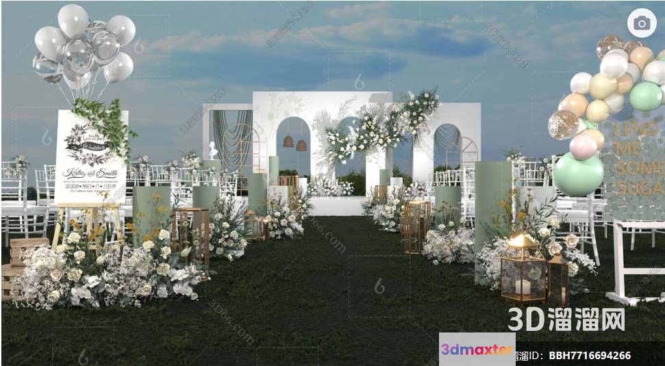Wedding Reception Setup 3D Model - 13329 - VRAY Render