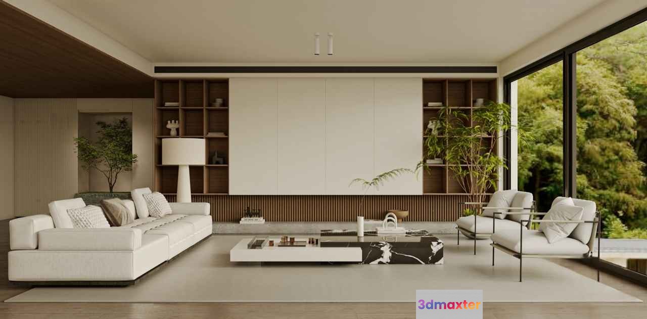 Modern Living Room 3D Model - 22359 - VRAY Render