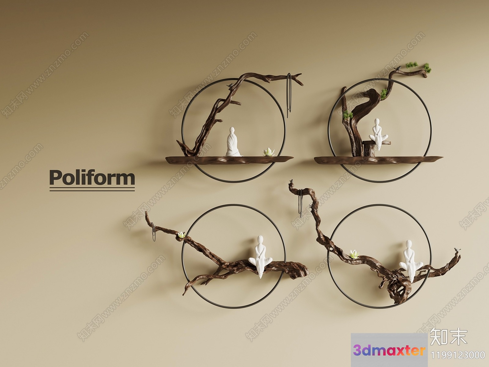 Wall Decor With Asian-Inspired Design 3D Model - 9387 - VRAY Render