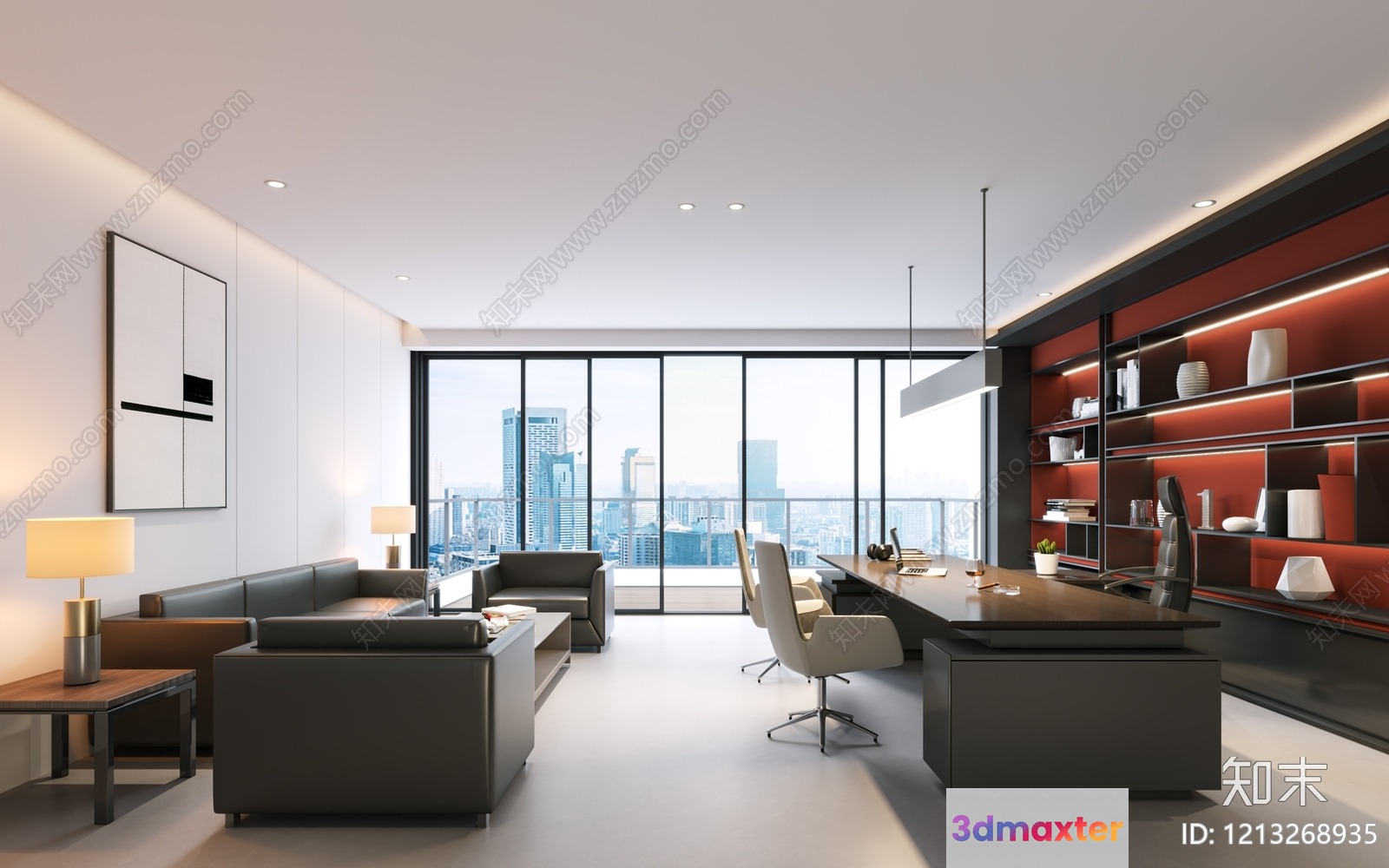Modern Office Space 3D Model - 7584 - VRAY Render