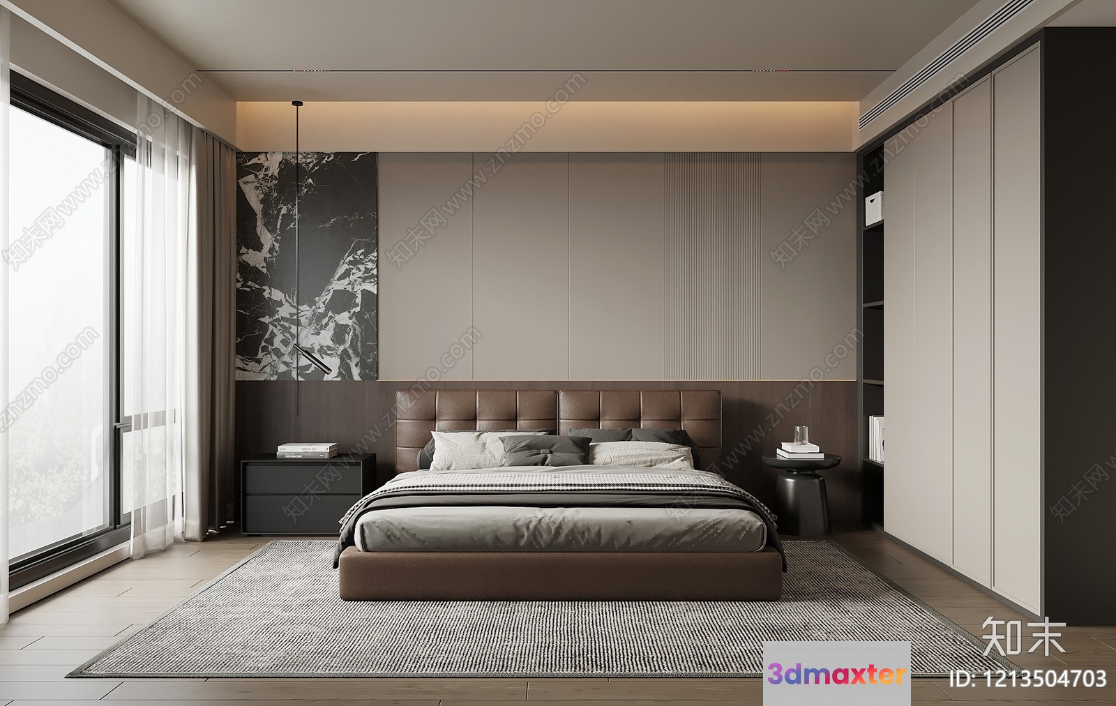 Modern Minimalist Bedroom 3D Model - 5054 - VRAY Render