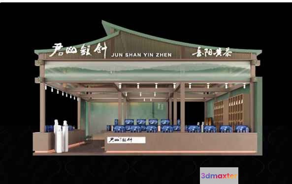 A Model Of A Building With Chinese Characters 3D Model - 3541 - VRAY Render