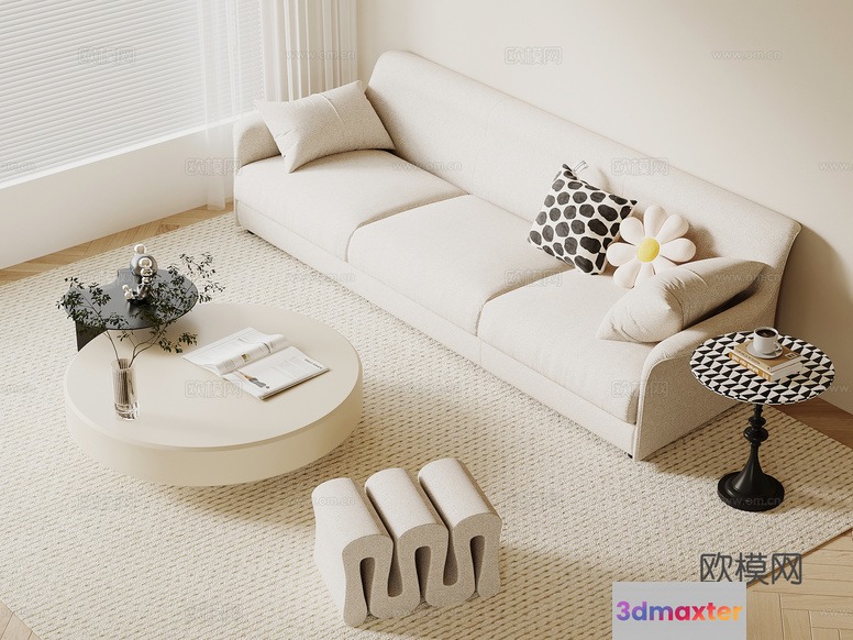 Modern Living Room 3D Model - 23144 - VRAY Render