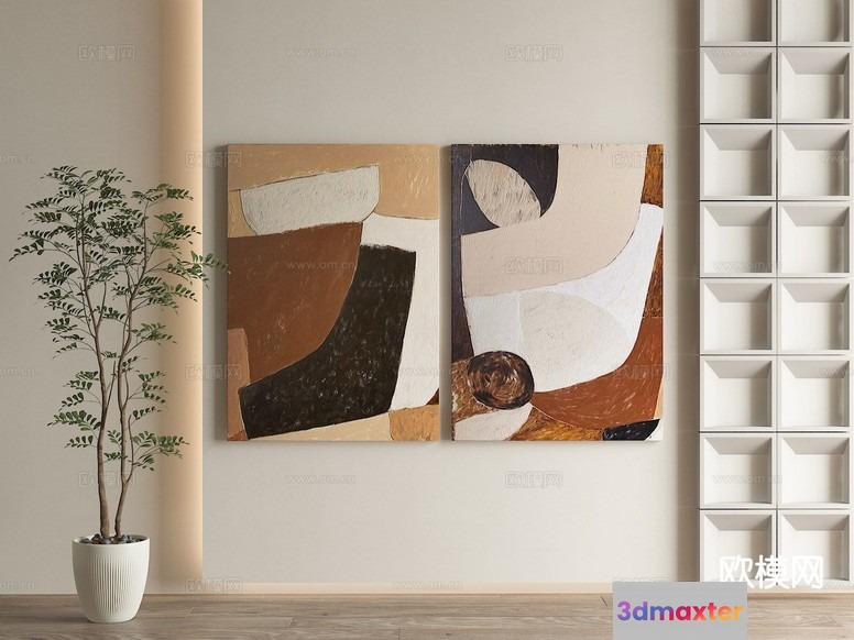 Modern Abstract Art 3D Model - 14611 - VRAY Render