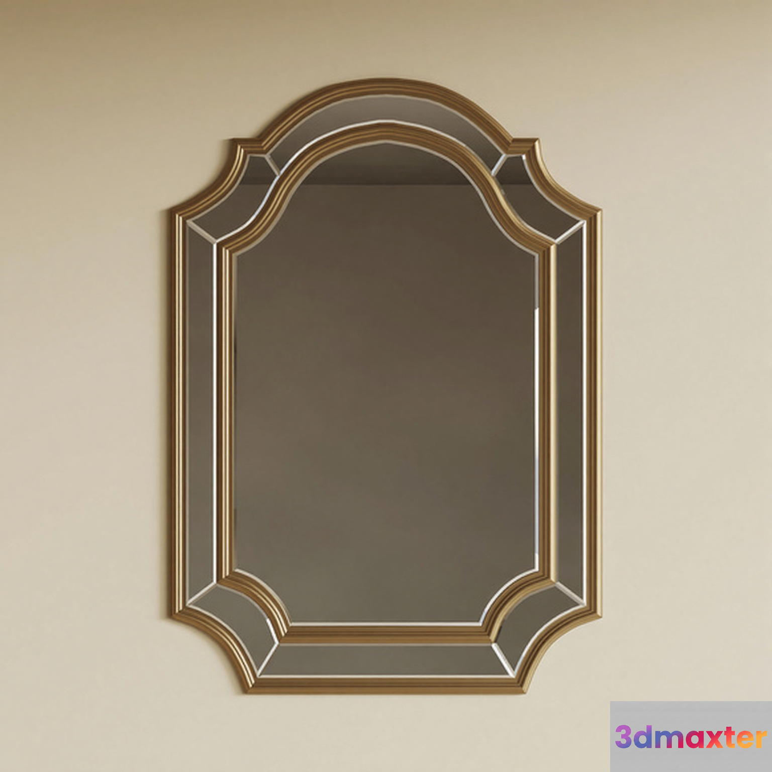 A Mirror With A Gold Frame 3D Model - 12118 - VRAY Render