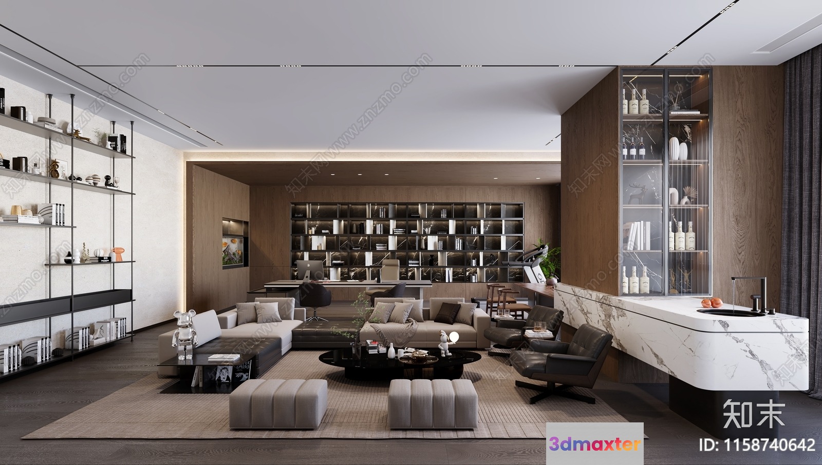 Modern Living Room 3D Model - 17805 - CORONA Render