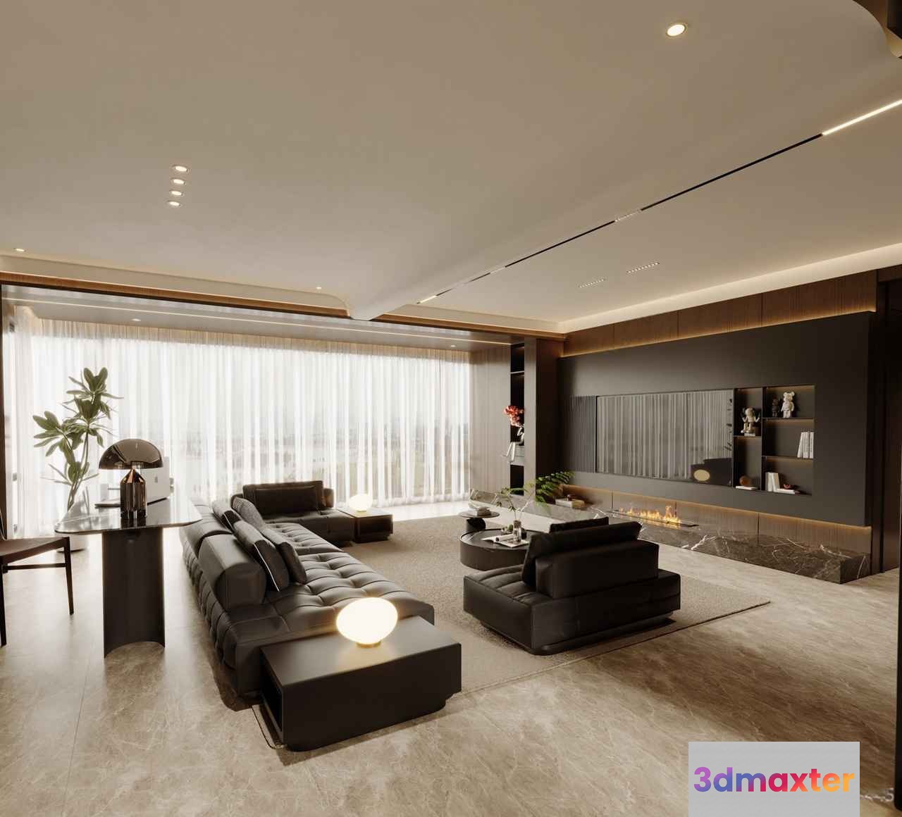 Modern Living Room 3D Model - 15225 - VRAY Render