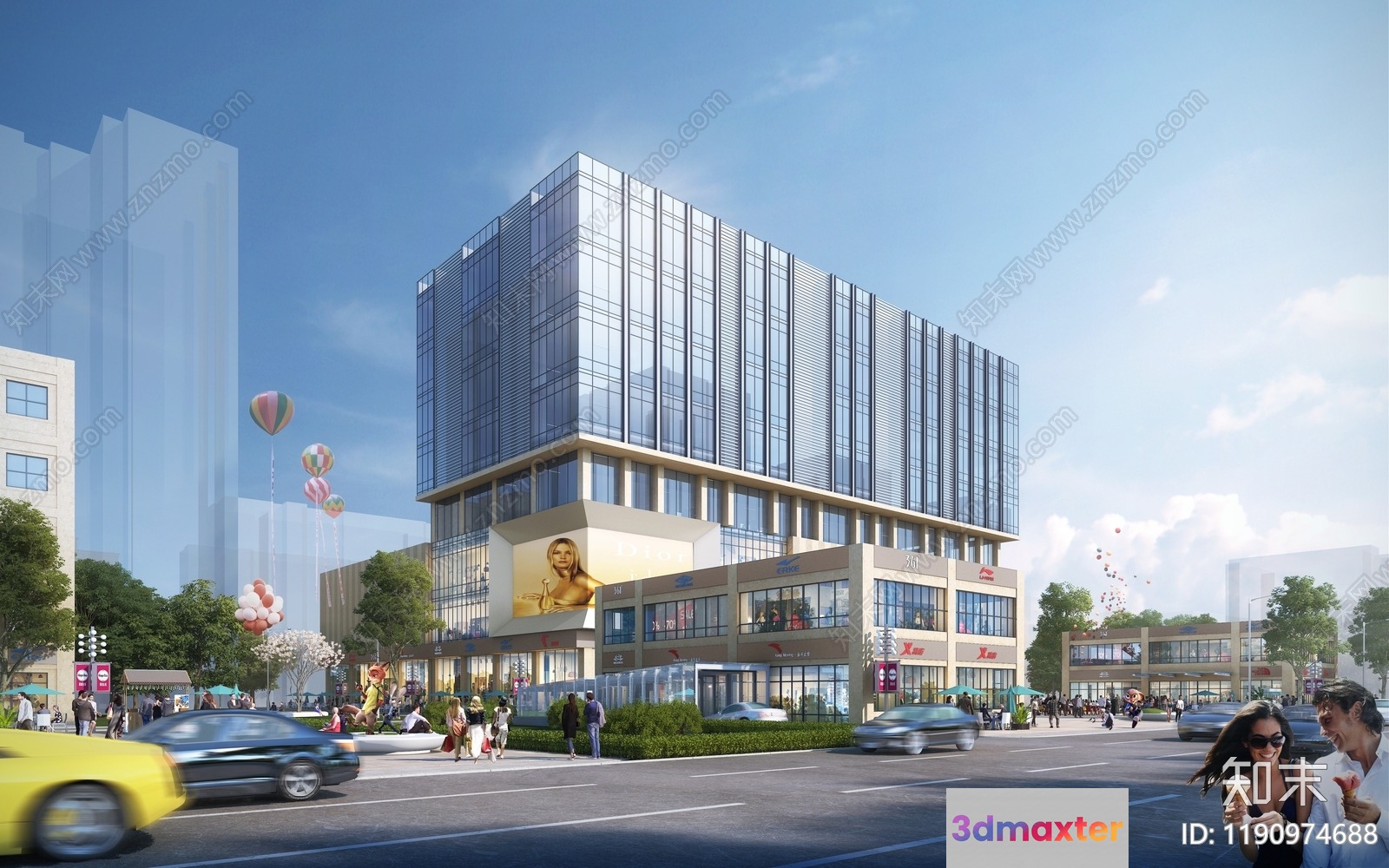 Modern Commercial Building 3D Model - 9674 - VRAY Render