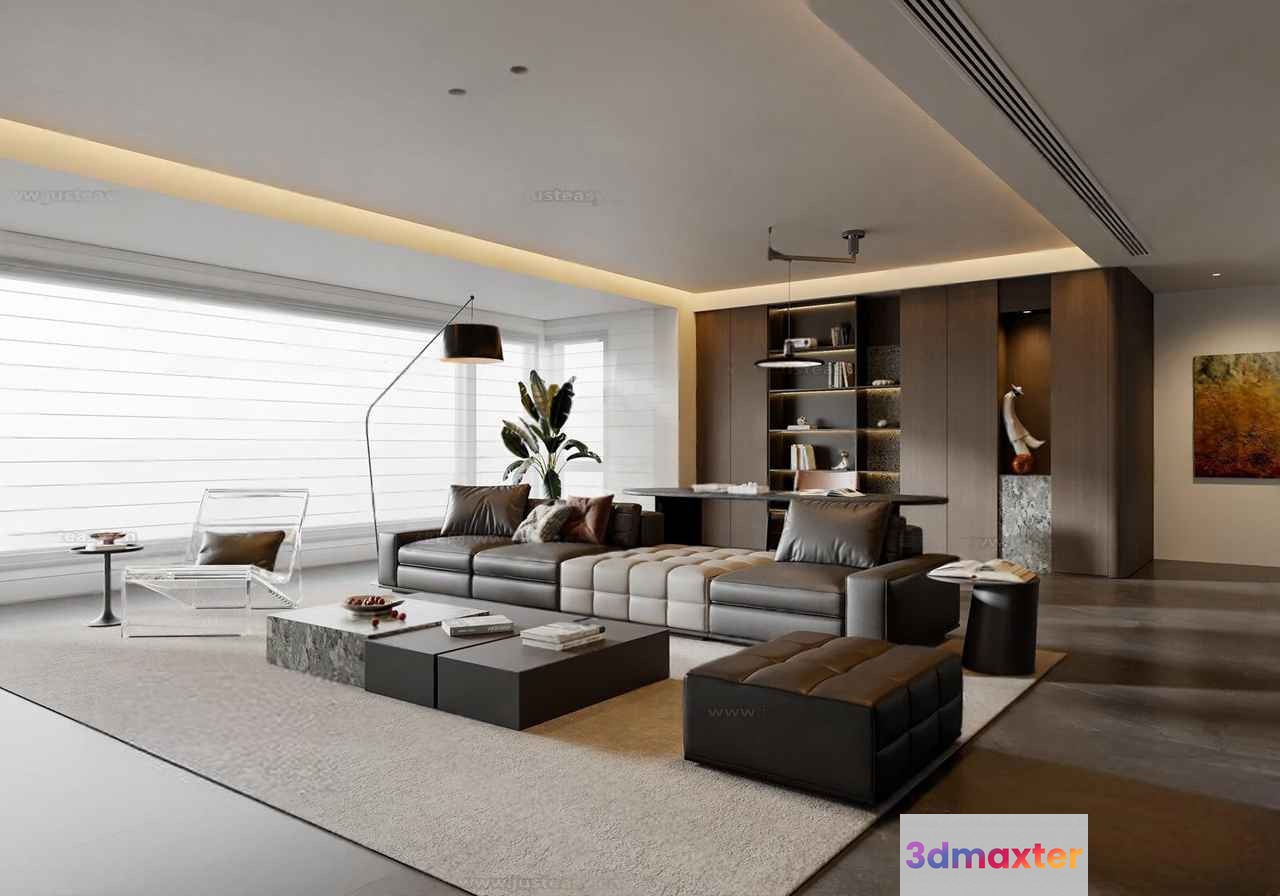Modern Living Room 3D Model - 7448 - VRAY Render