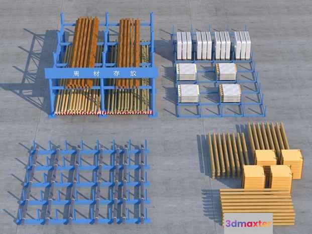 Metal Storage Racks 3D Model - 5092 - VRAY Render