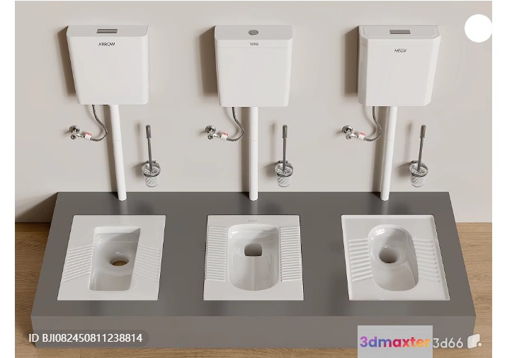 A Bathroom Sink With Three Faucets 3D Model - 2252 - VRAY Render