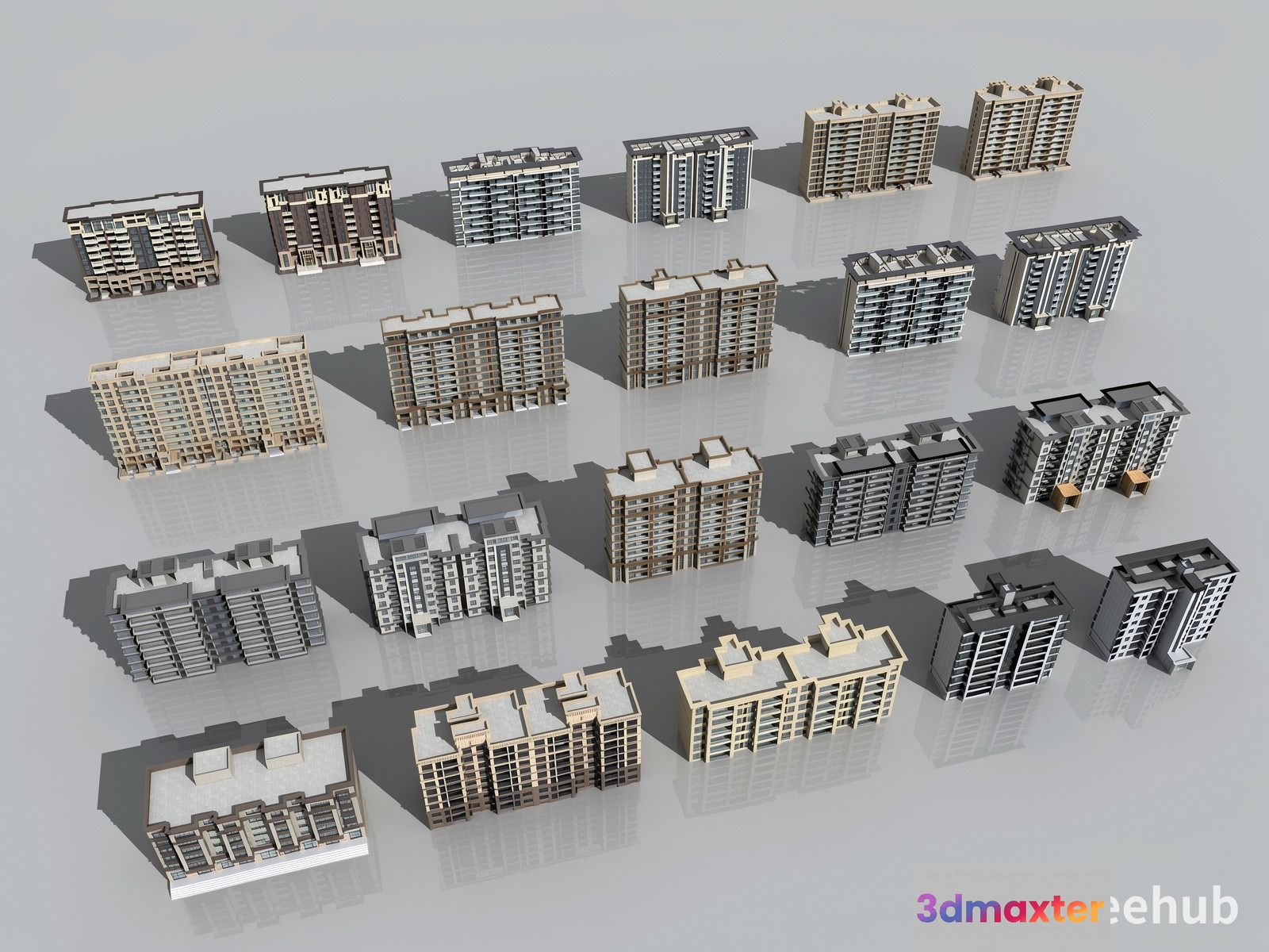 3D Architectural Models Of Apartment Buildings 3D Model - 3314 - VRAY Render