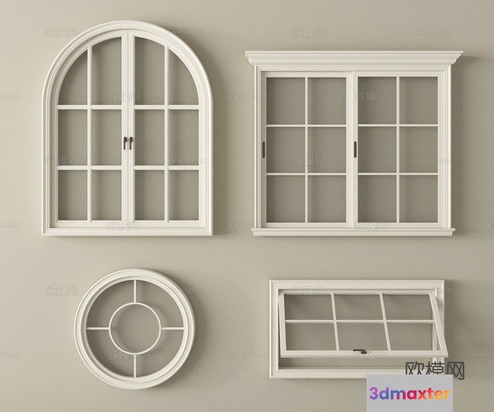 White Window Frames 3D Model - 14902 - VRAY Render