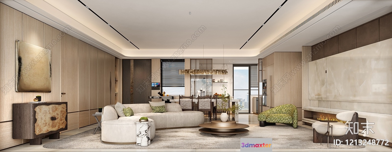 Modern Living Room 3D Model - 3299 - VRAY Render