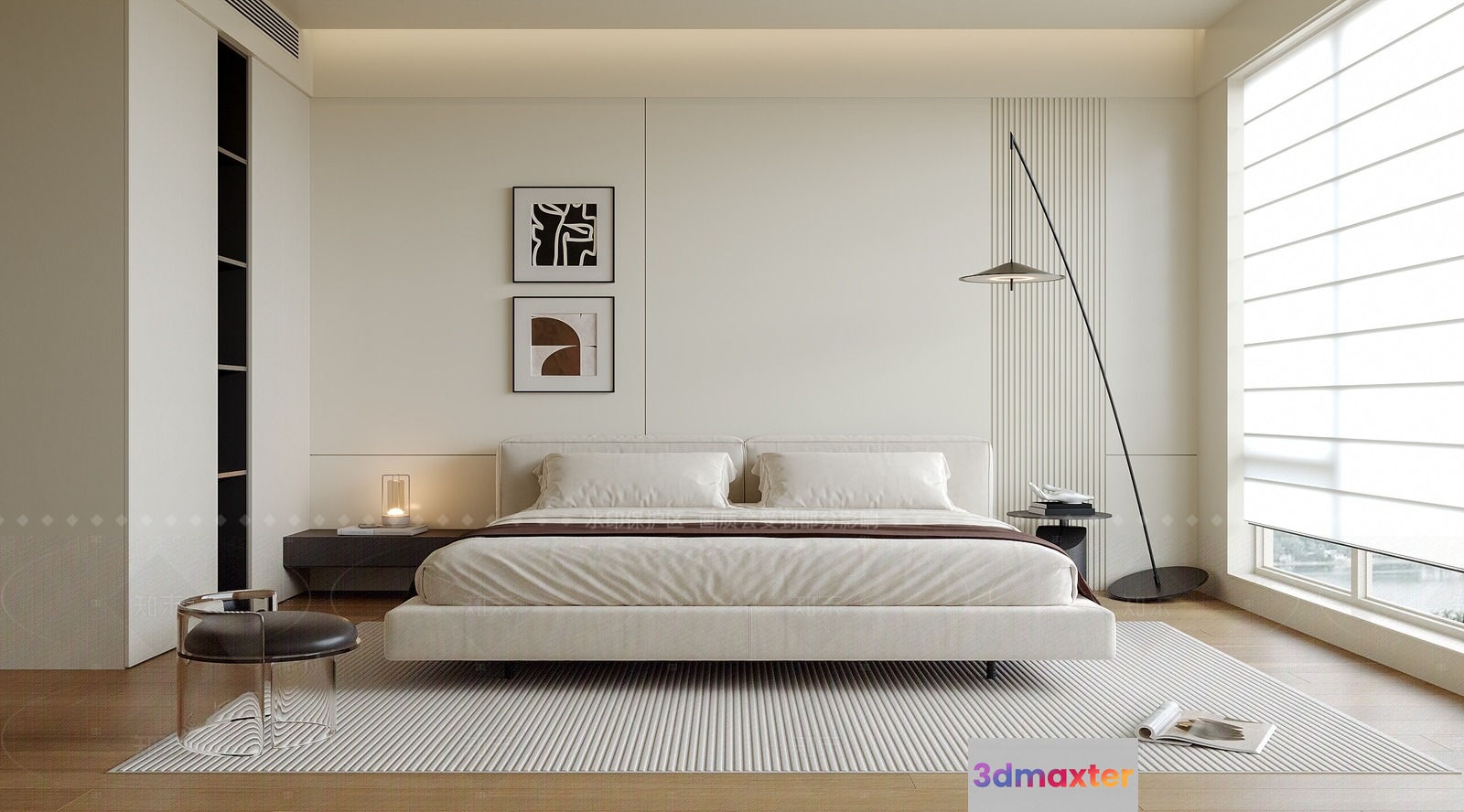 Modern Minimalist Bedroom 3D Model - 8219 - CORONA Render