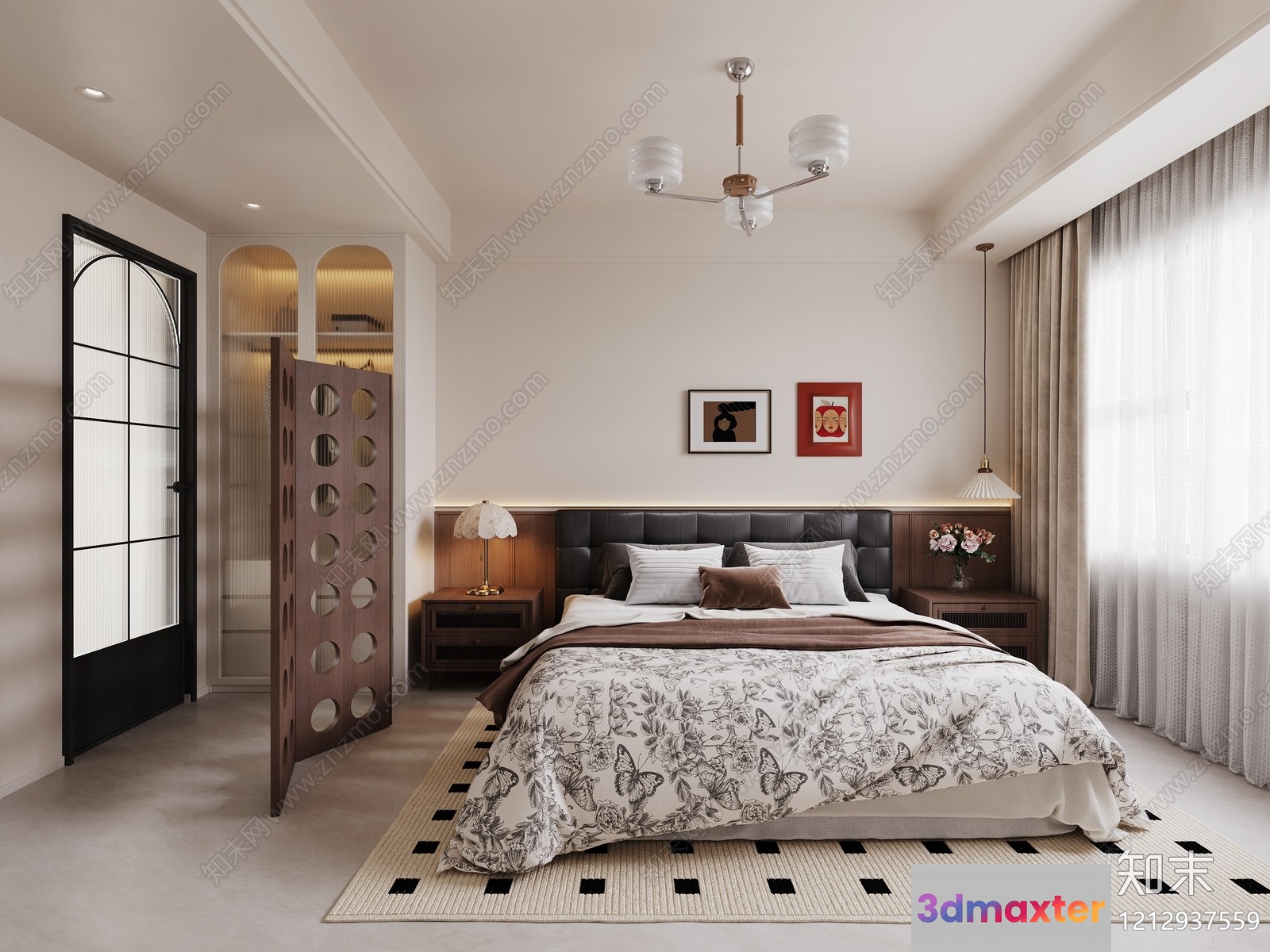 Cozy Modern Bedroom 3D Model - 19582 - VRAY Render