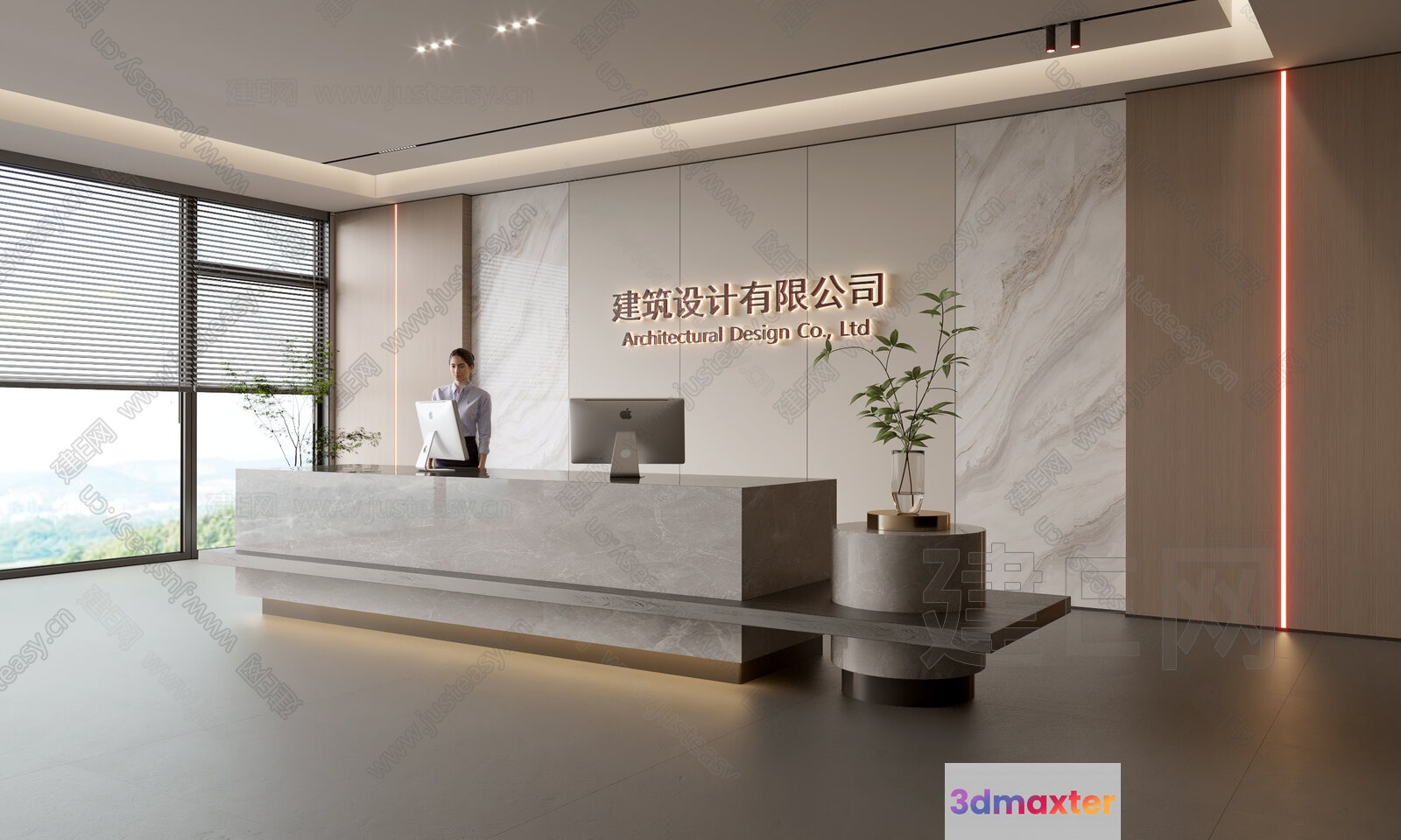 Modern Office Reception Desk 3D Model - 23747 - VRAY Render