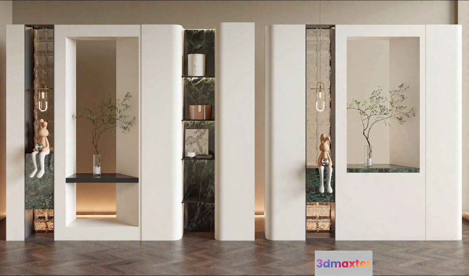 Modern White Display Cases 3D Model - 6702 - VRAY Render