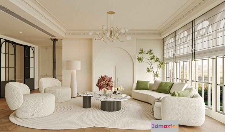 Modern Living Room 3D Model - 16739 - VRAY Render