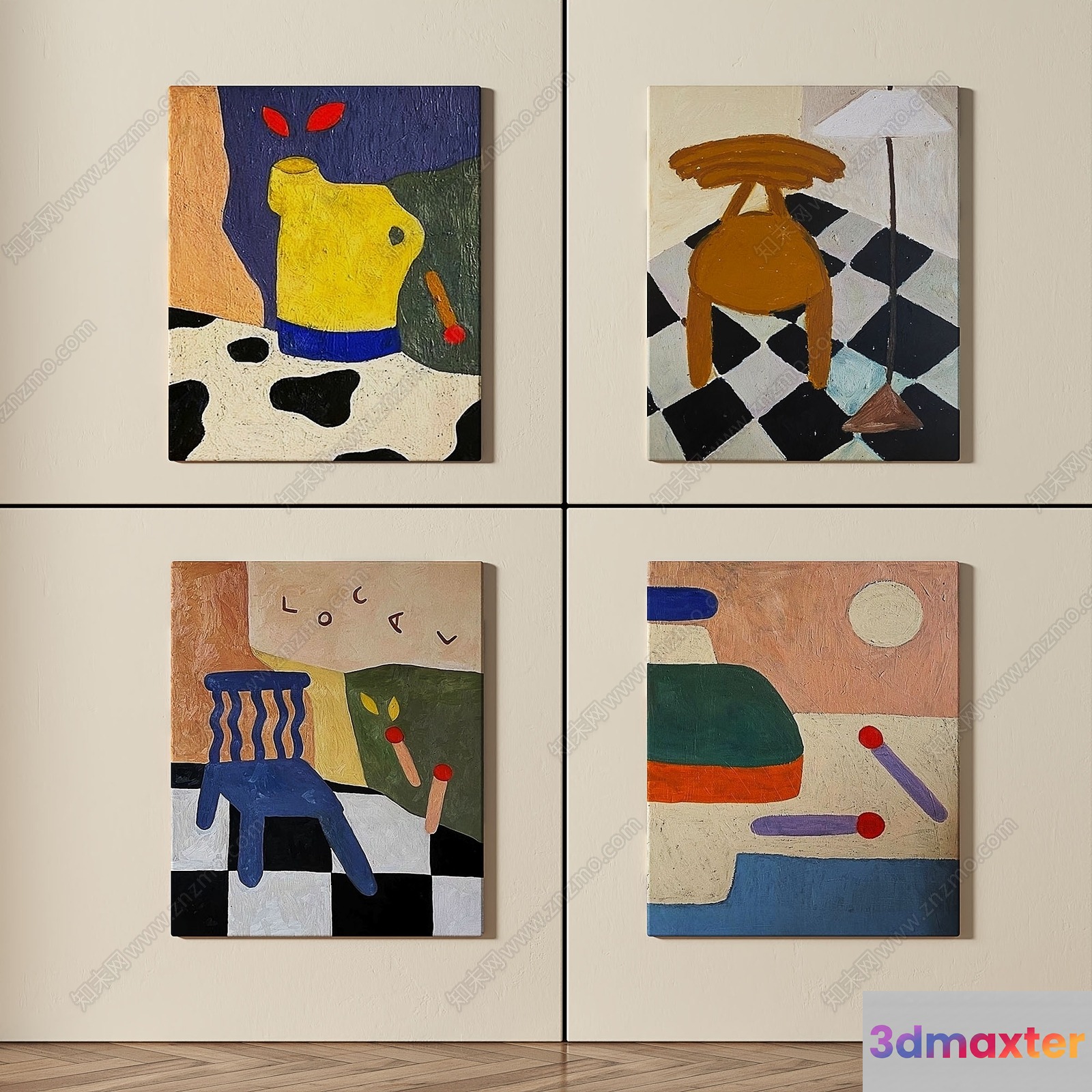 Abstract Art Pieces 3D Model - 13108 - VRAY Render
